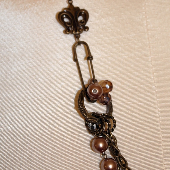 Bronze and Dark Rose Necklace - Picture 3 of 4